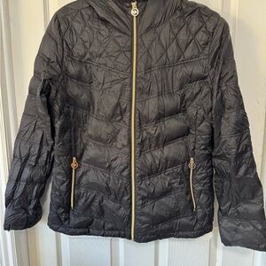Michael Kors Black Quilted Hooded Puffer Jacket size L